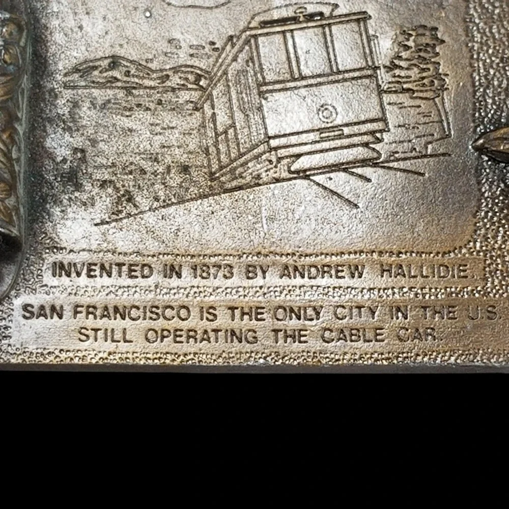 Vintage 1976 Bergamot Brass Works San‎ Francisco Cable Car Belt Buckle USA Made